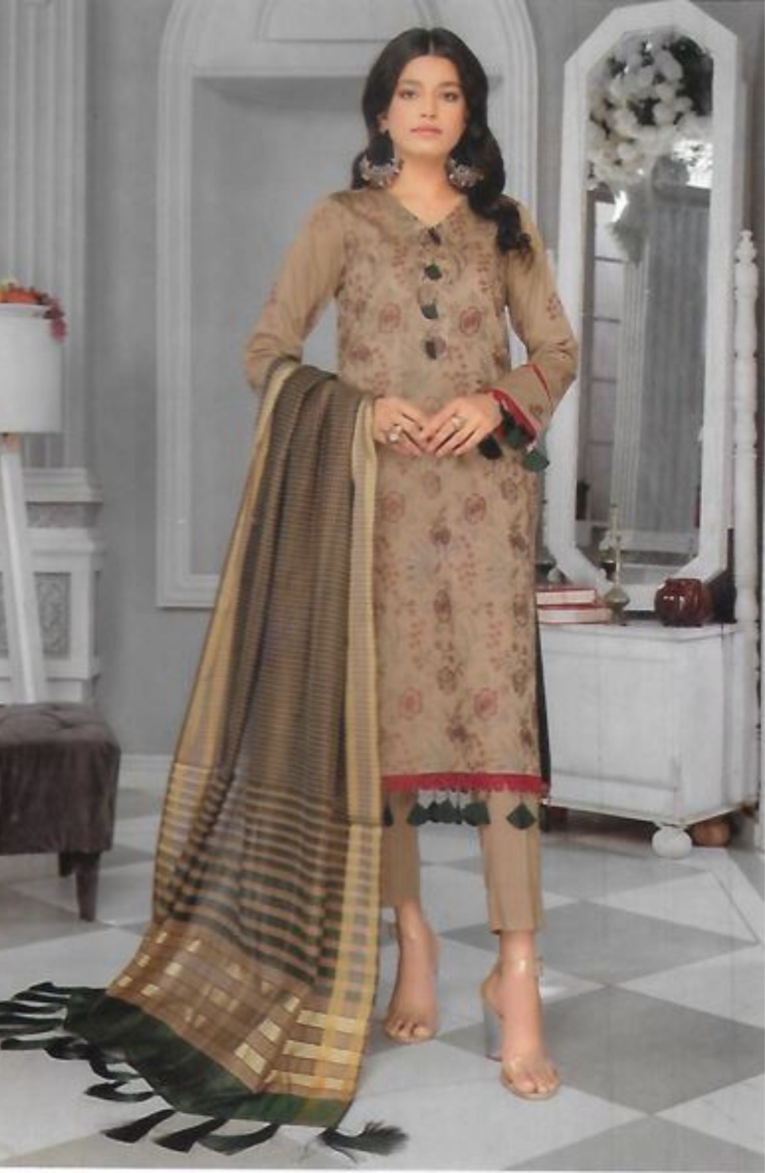 Luxury Embroidered Dobby Lawn-3PC